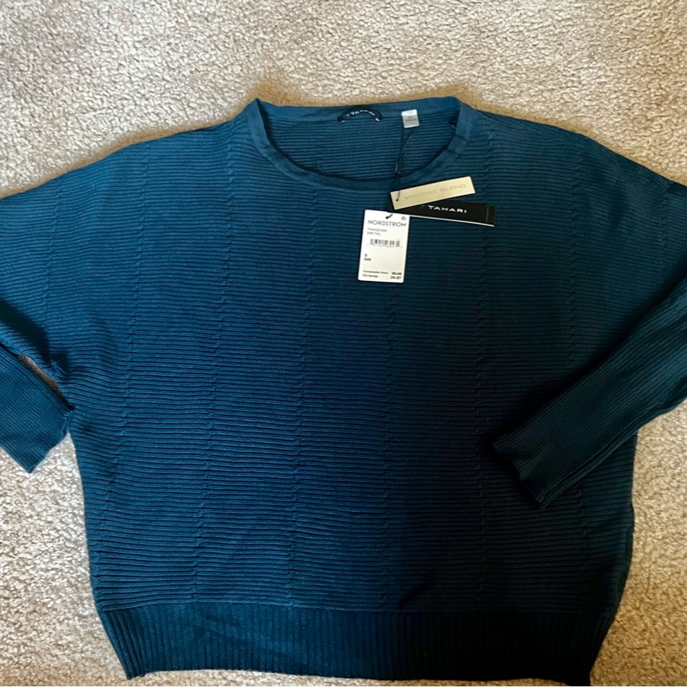 Tahari Dark Teal Viscose Blend Top